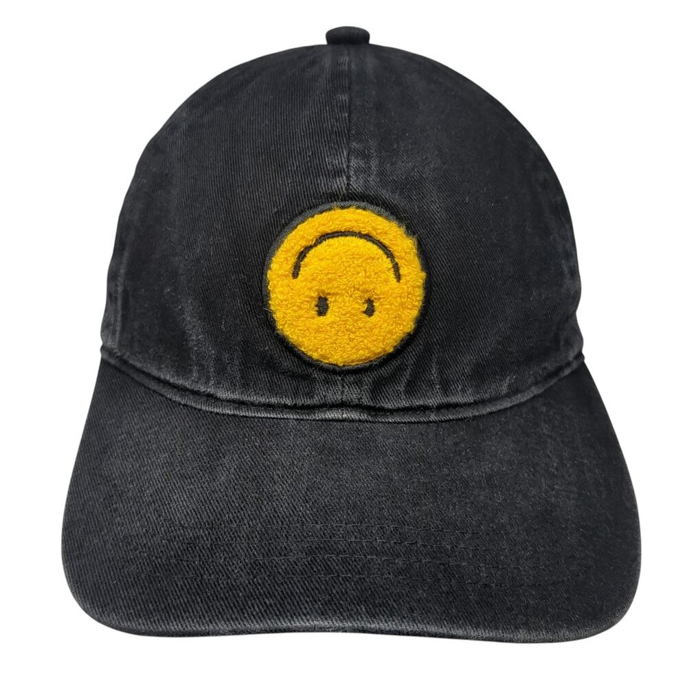 Smiley Slideback Baseball Cap Black OS Adjustable Embroidered David And Young